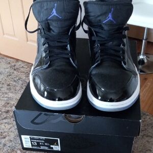 Jordan Black Patten Leather High-Top Sneakers (Ones).